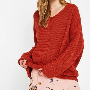 Urban Outfitters Harper Knit High/Low Red Sweater
